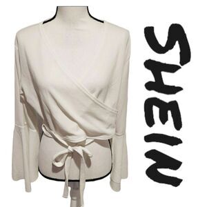 𝅺shein crop top white womens plus size 1XL